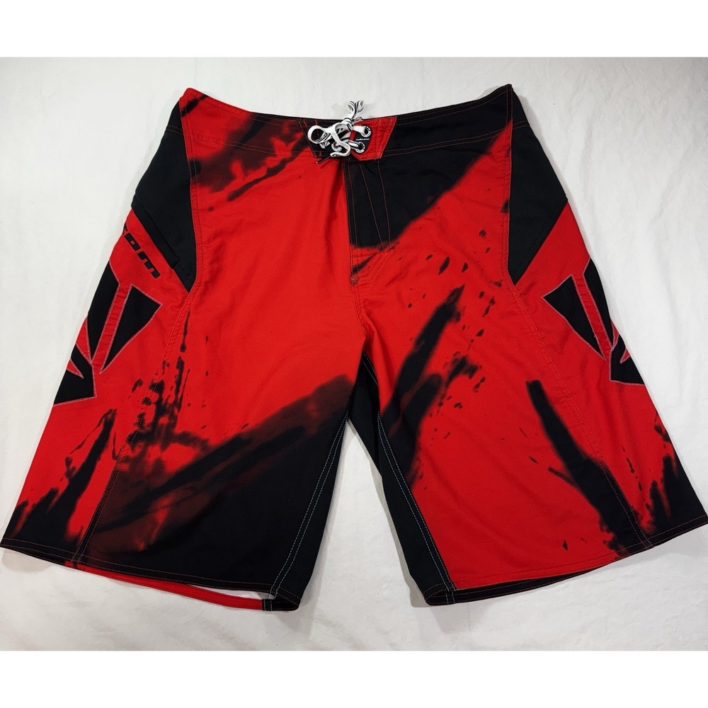 Volcom Bruce Irons "Annihilator" Board Shorts - Size 36 Red & Black